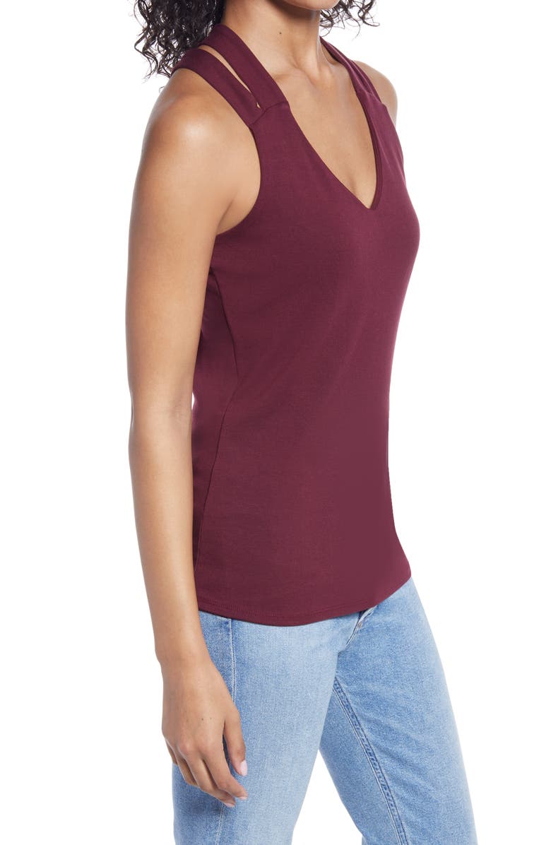 Loveappella Strappy Layering Tank, Alternate, color, Burgundy