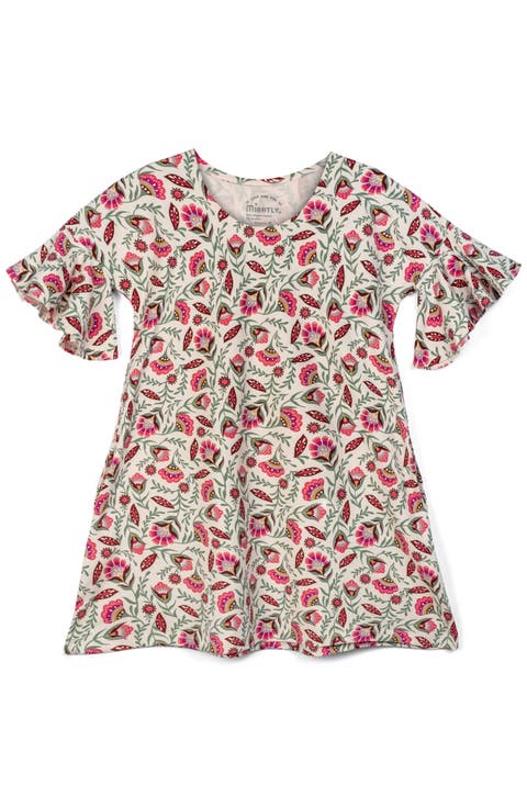 Organic Cotton Flutter Sleeve Cascade Dress