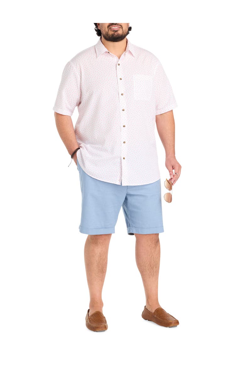 Big & Tall Micro Leaf Seersucker Sport Shirt, Alternate, color, WHITE