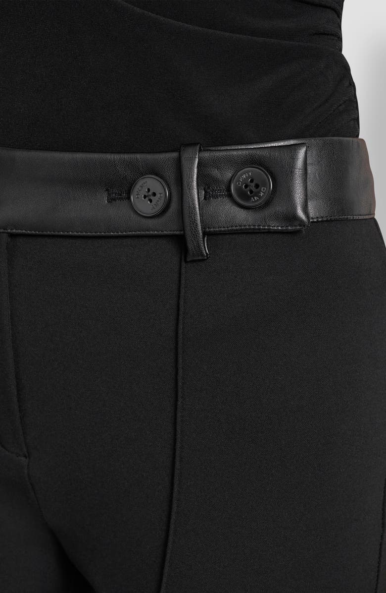 DKNY Faux Leather Trim Skinny Pants, Alternate, color, Black