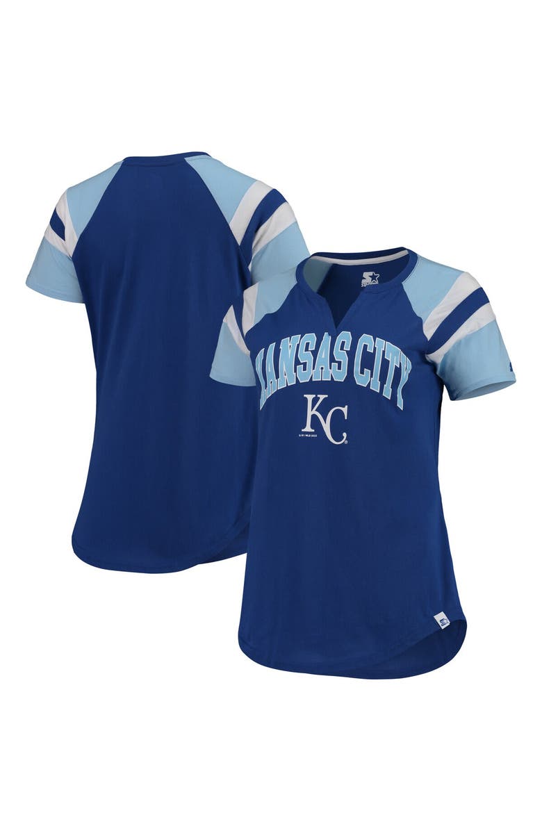 STARTER Women's Starter Royal/Blue Kansas City Royals Game On Notch Neck Raglan T-Shirt, Alternate, color,