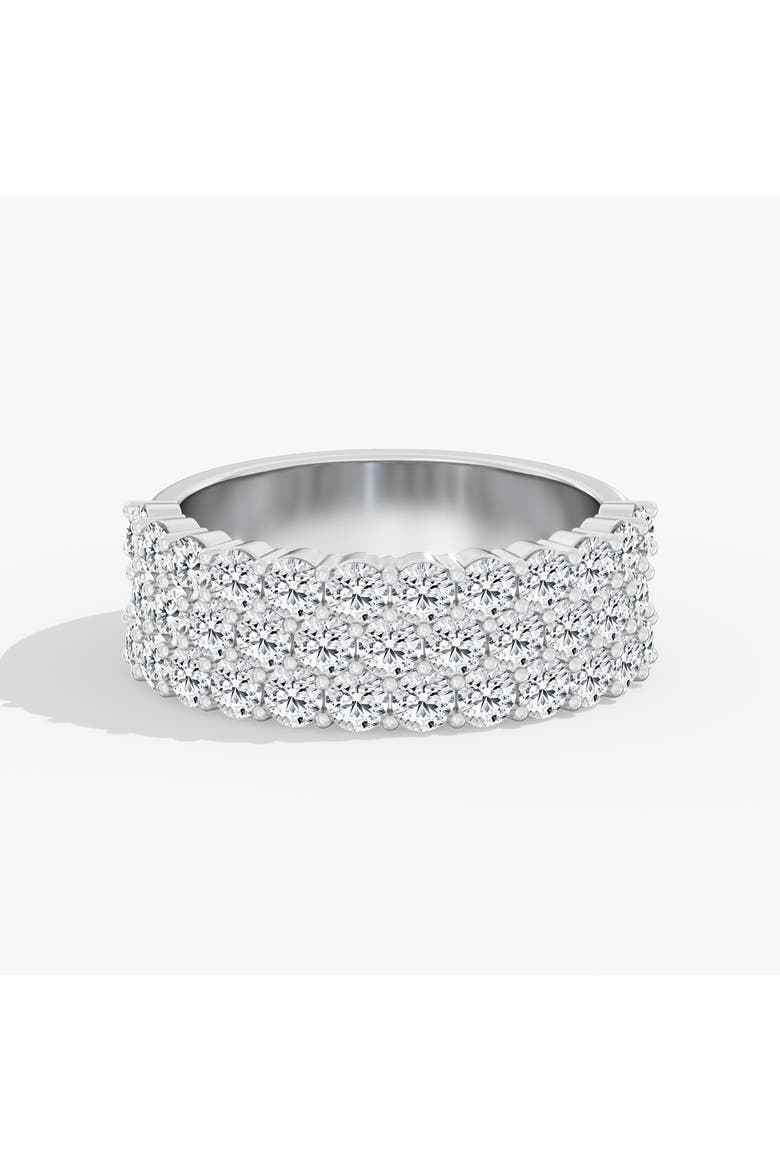 Three Row Half Cigar Band Lab Diamond Ring in 18K Gold, Main, color, White Gold