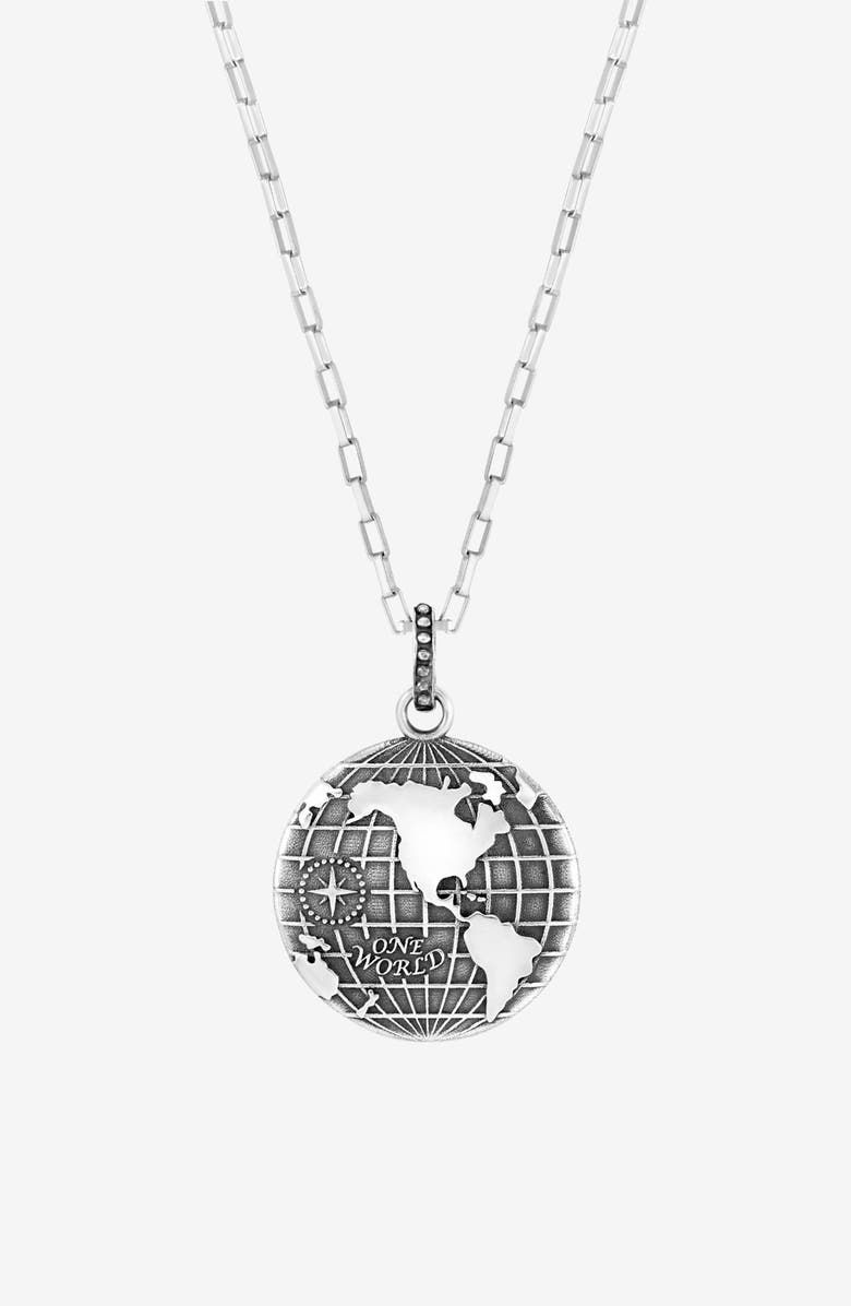 Dower & Hall Men's One World Talisman Necklace, Main, color, Sterling Silver