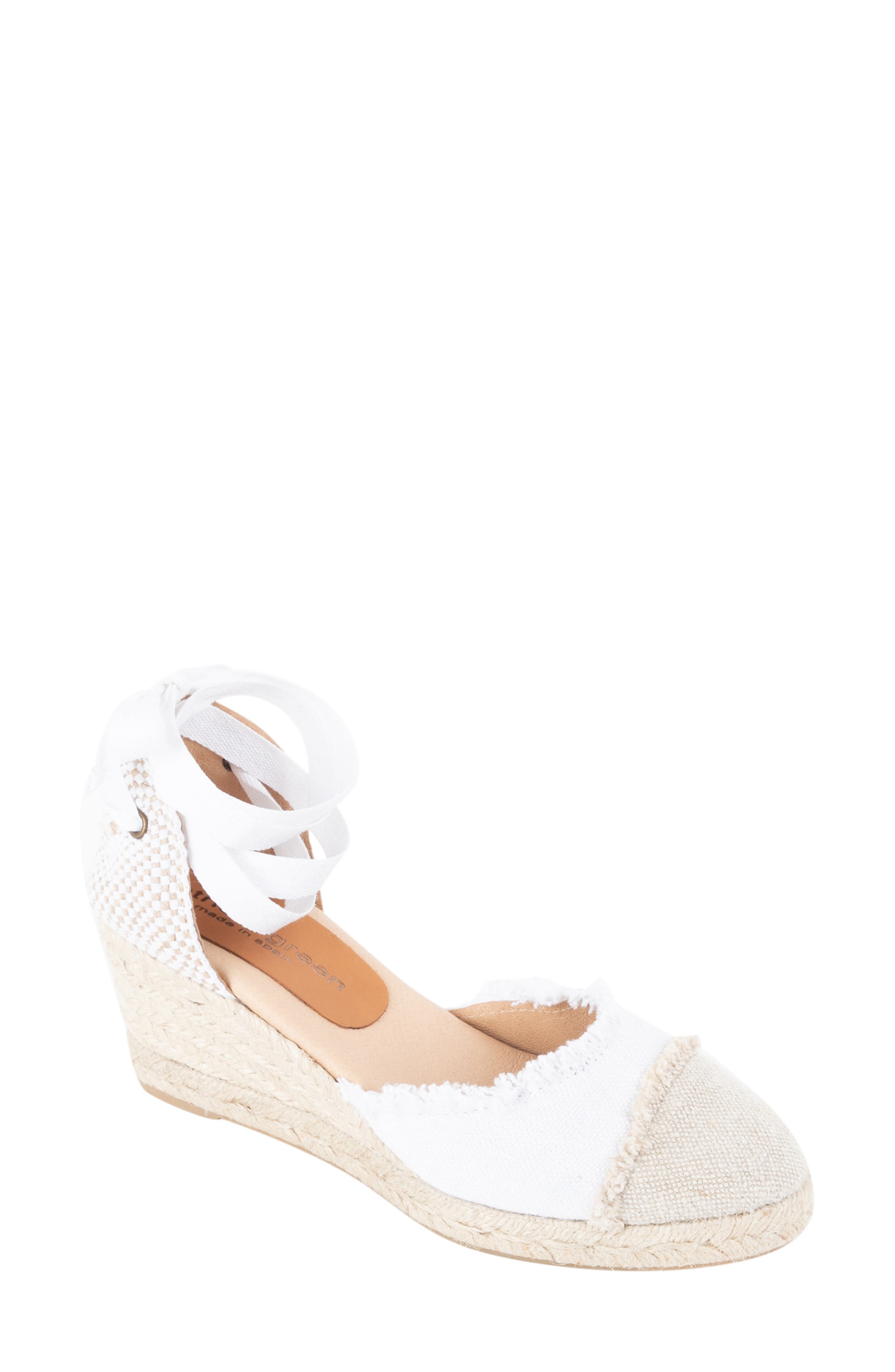 patricia green Elle Cap Toe Ankle Tie Espadrille, Main, color, White/ Camel