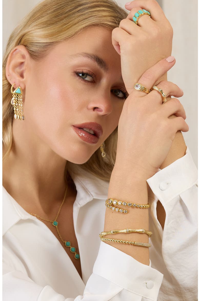 Modern Muse CZ Bypass Bangle, Alternate, color, GOLD