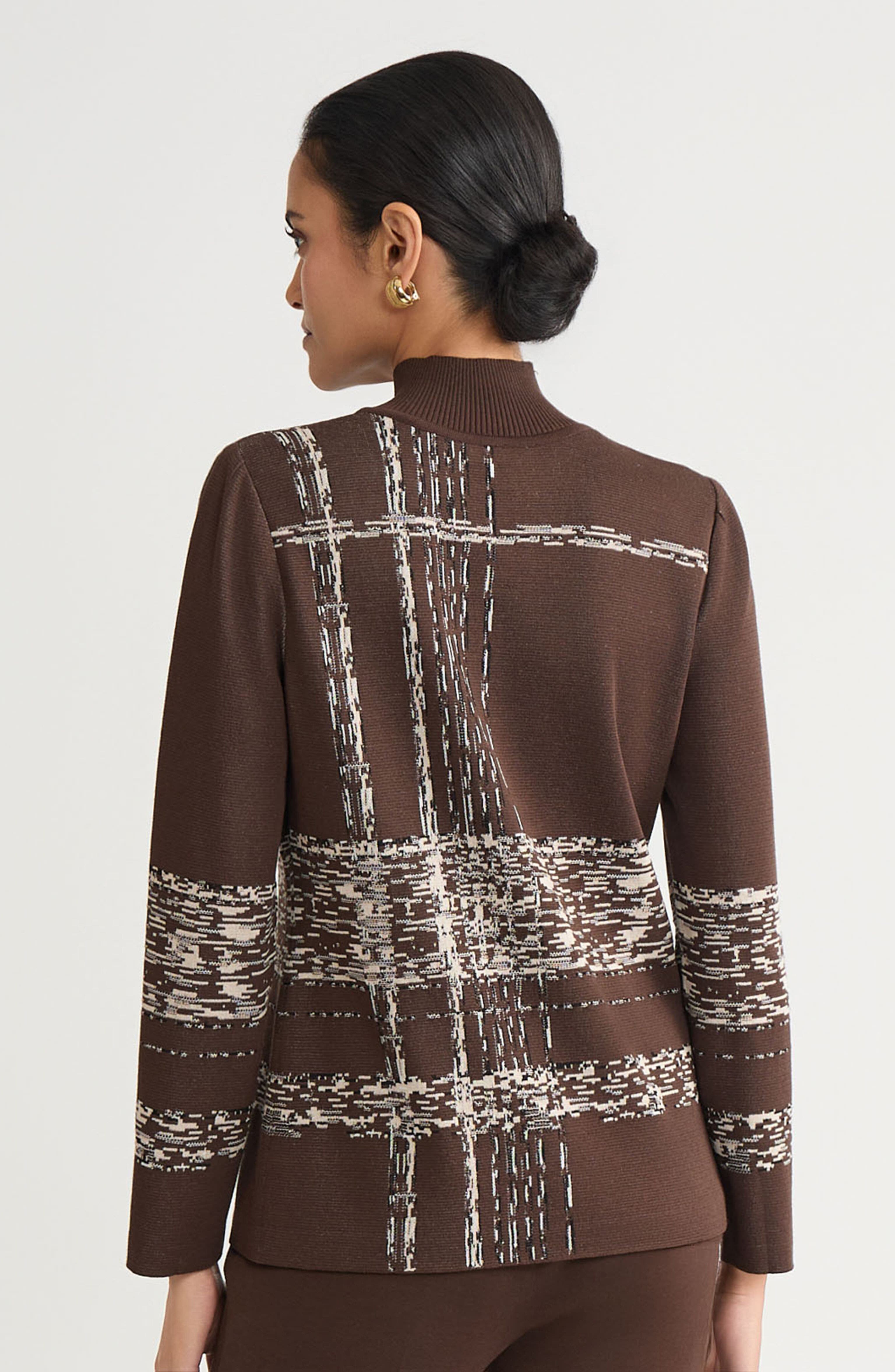 Mock Neck Jacquard Soft Knit Tunic - image 2