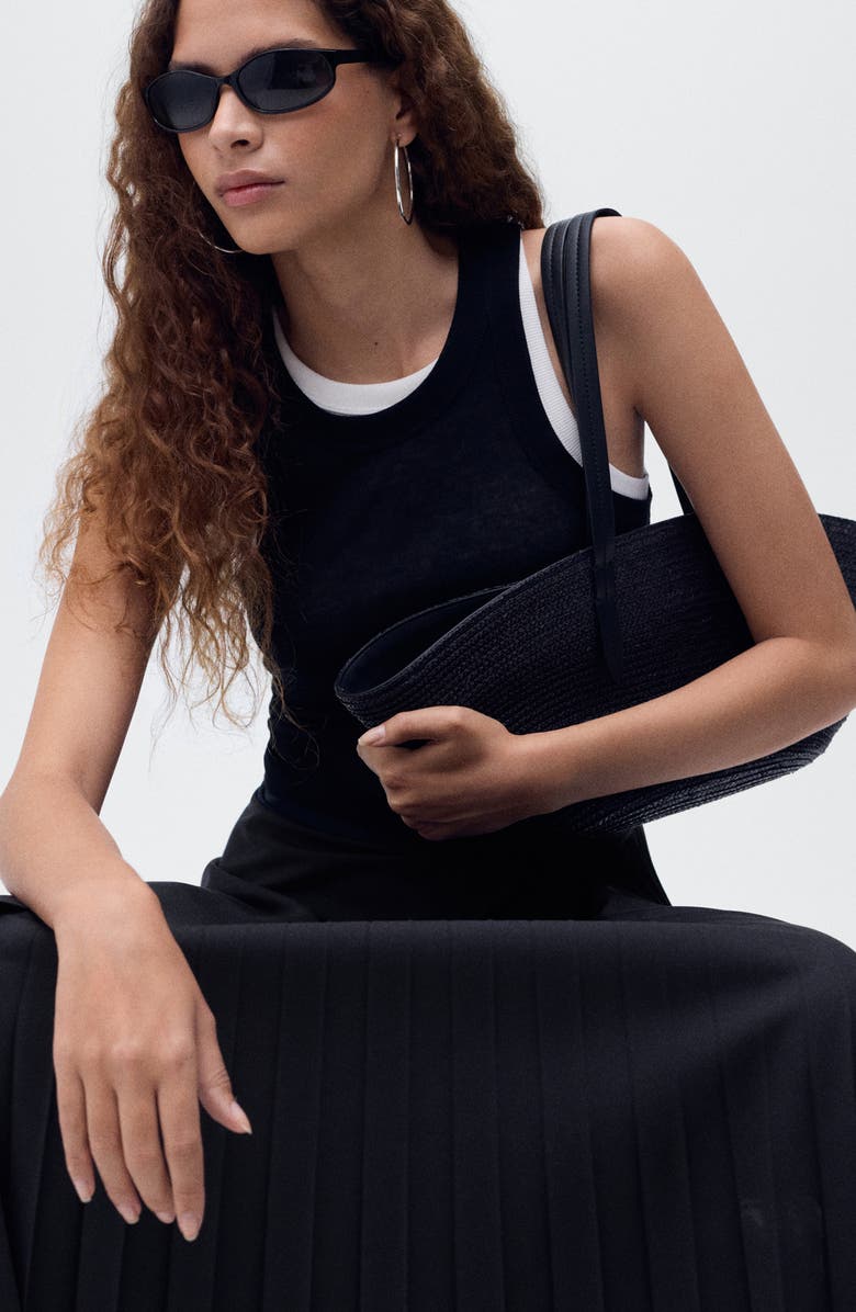 MANGO Pleated Crossover Maxi Skirt, Alternate, color,