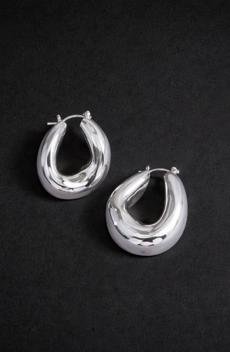 YOJ Falin Midi Chubby Hoop Earrings in Silver, Alternate, color, Silver