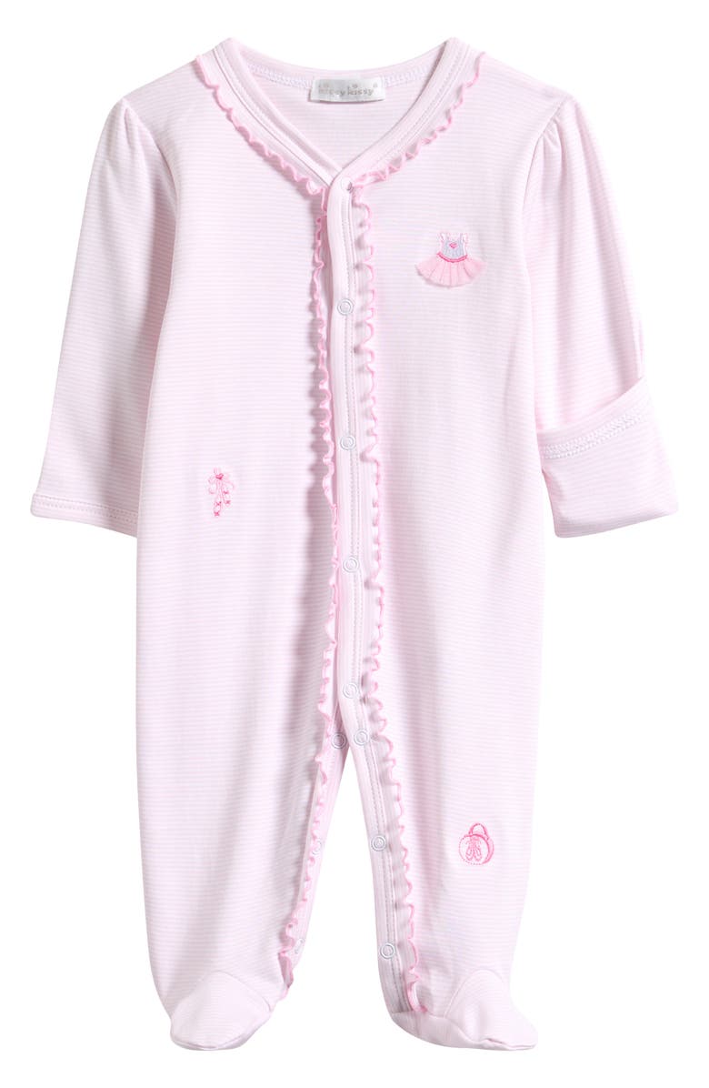 Kissy Kissy Ballerina Embroidered Footie, Main, color, Pink