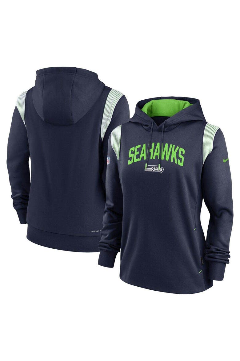 Women's Nike Navy Seattle Seahawks Sideline Stack Performance Pullover Hoodie, Alternate, color, Navy