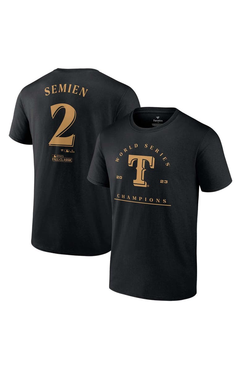 FANATICS Men's Fanatics Branded Marcus Semien Black Texas Rangers 2023 World Series Champions Name & Number T-Shirt, Main, color,