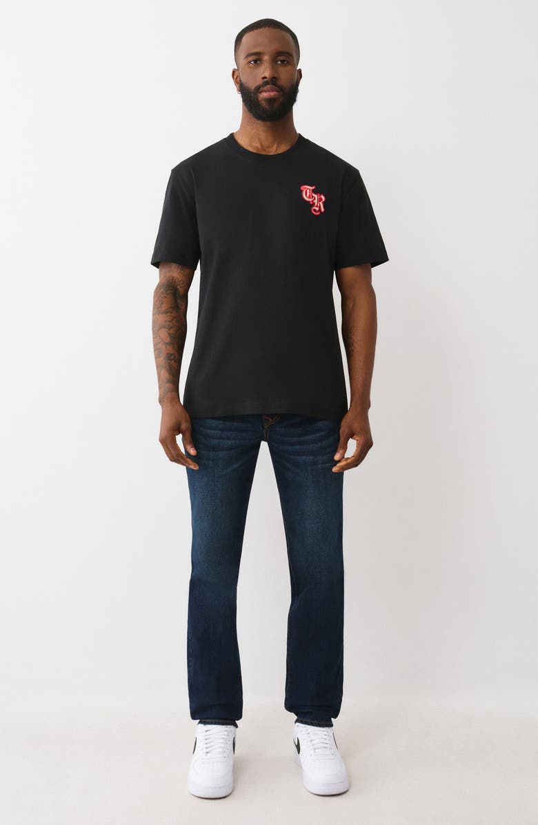 True Religion Geno Slim Leg Jeans, Alternate, color, Dark Mahogany Wood Wash