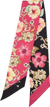 Elizabetta Hawaii Bloom - Skinny Silk Scarf for Women