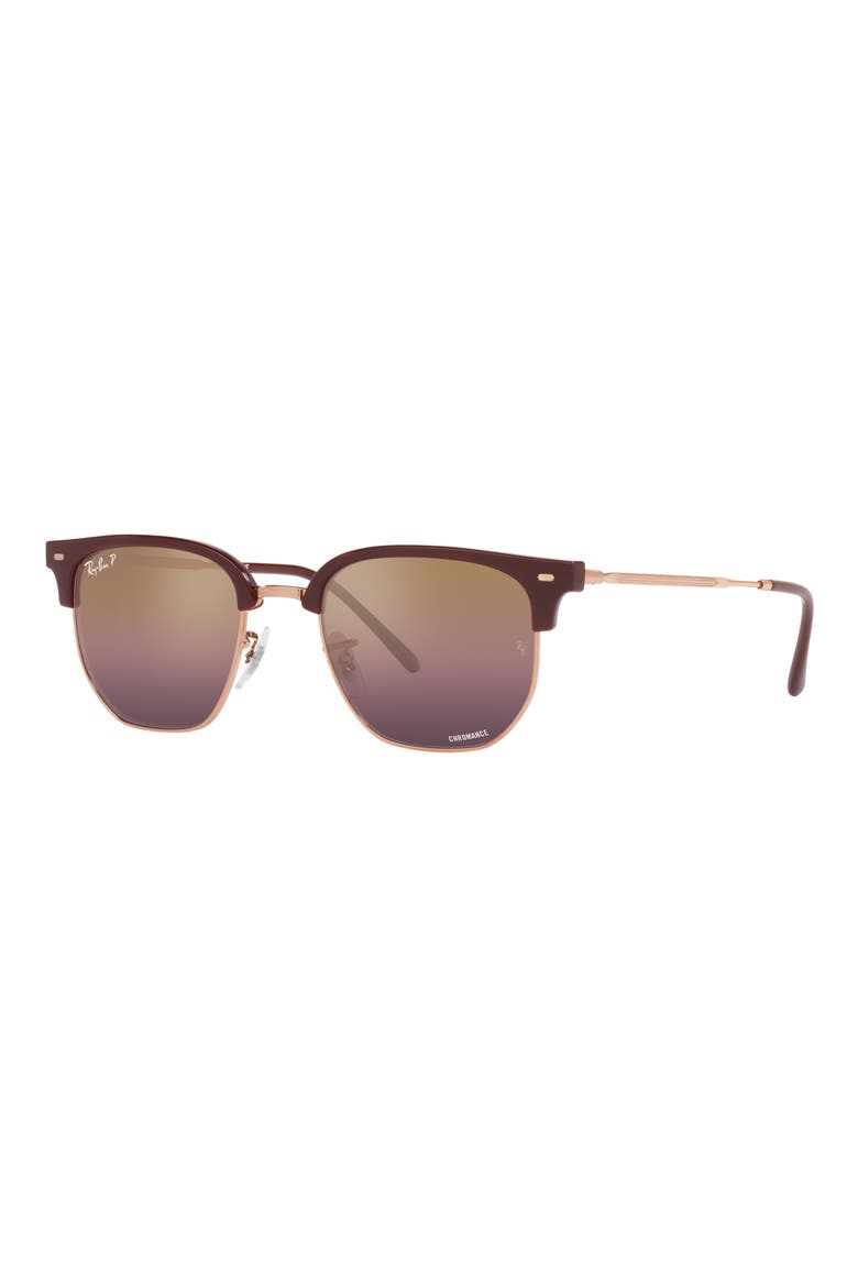 New Clubmaster 51mm Polarized Irregular Sunglasses, Alternate, color, BORDEAUX