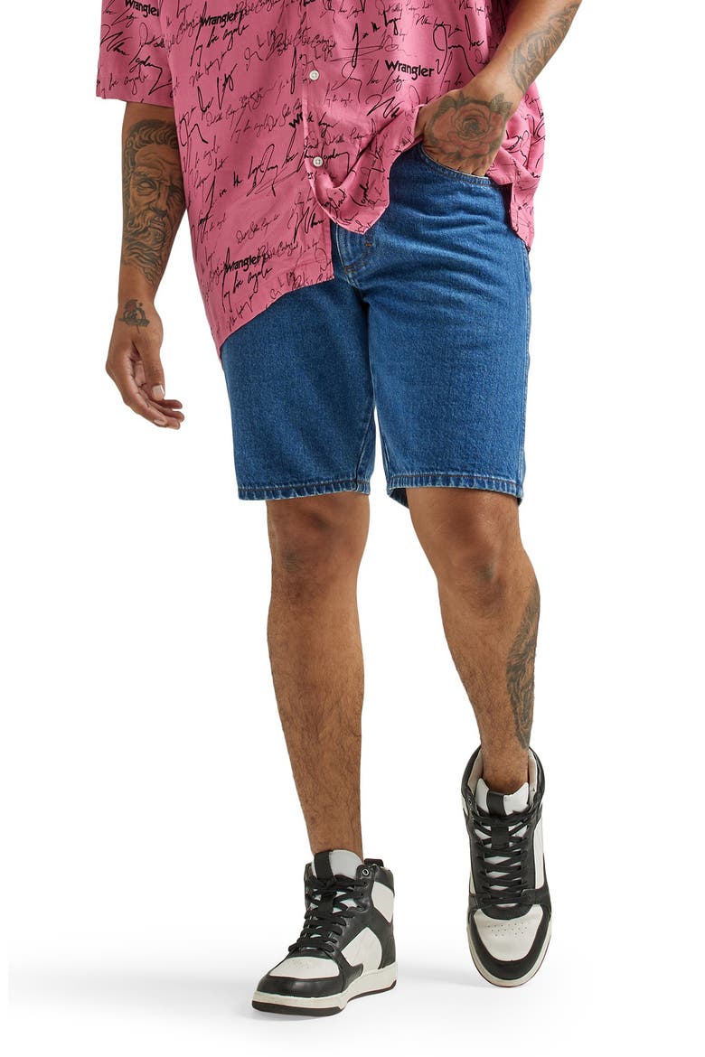 Relaxed Fit Denim Jorts, Main, color, COWBOY MID WASH