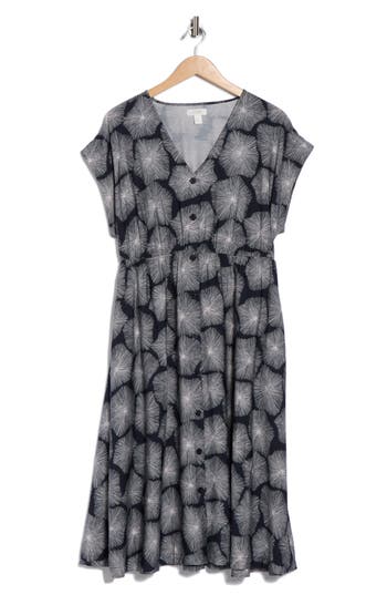 Nordstrom Rack Short Sleeve Button Front Dress In Gray
