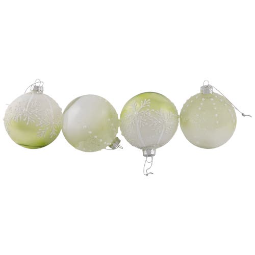 Northlight Snowflakes Shiny Glass Ball Christmas Ornaments In Green