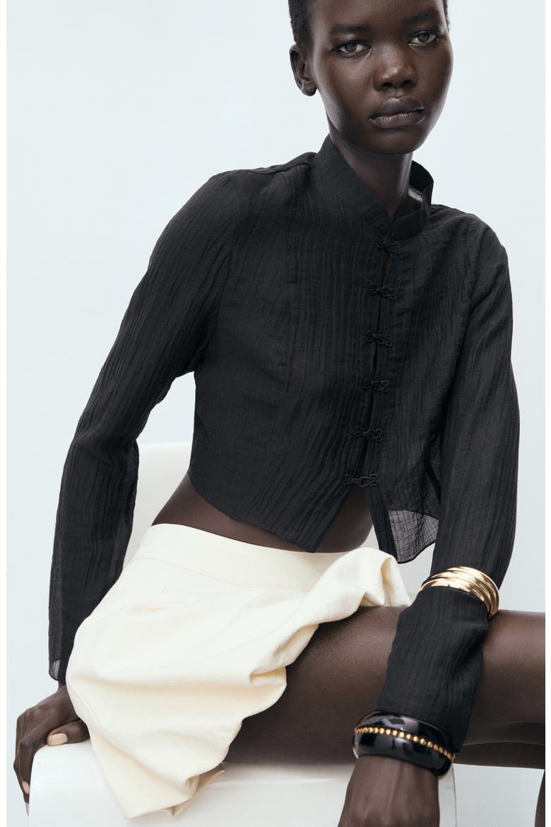 Semisheer Top, Alternate, color, BLACK