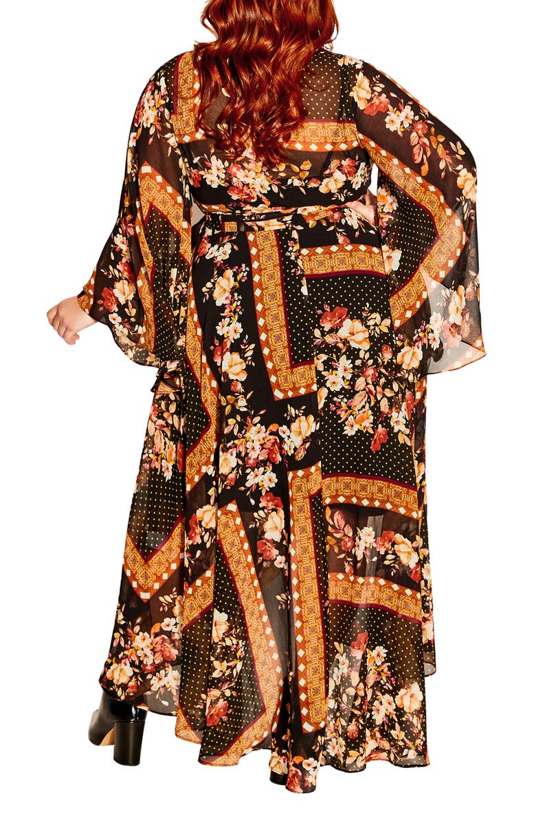 City Chic Falling Floral Long Sleeve Wrap Maxi Dress, Alternate, color, Floral