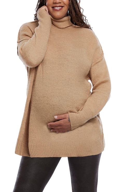 Turtleneck Long Sleeve Knit Maternity Sweater