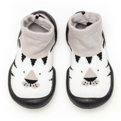 Komuello Toddler Boy Sock Shoes - White Tiger in Black And White  product