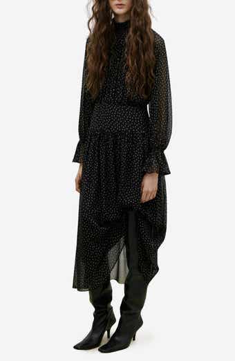 Polka Dot Long Sleeve Midi Dress