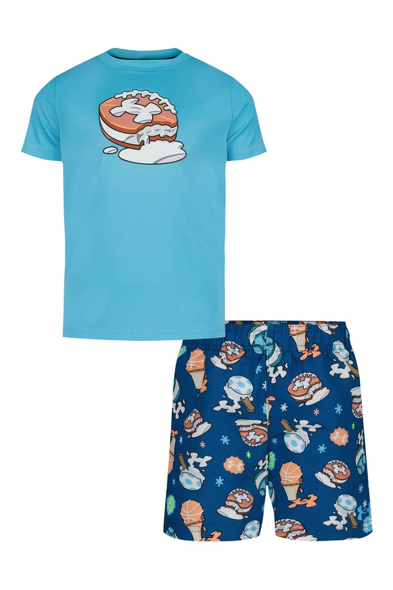Kids' Ice Cream Rashguard & Swim Trunks Set, Main, color, FRESCO BLUE