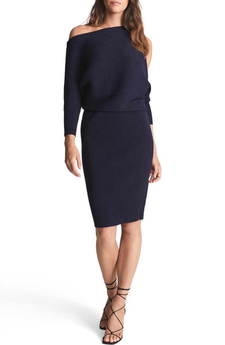 Reiss Penny Rib Split Sleeve Dress, Main, color, 