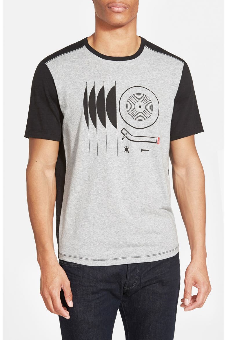 'Surround Sound' Graphic Panel T-Shirt, Main, color, BLACK/ HEATHER GREY