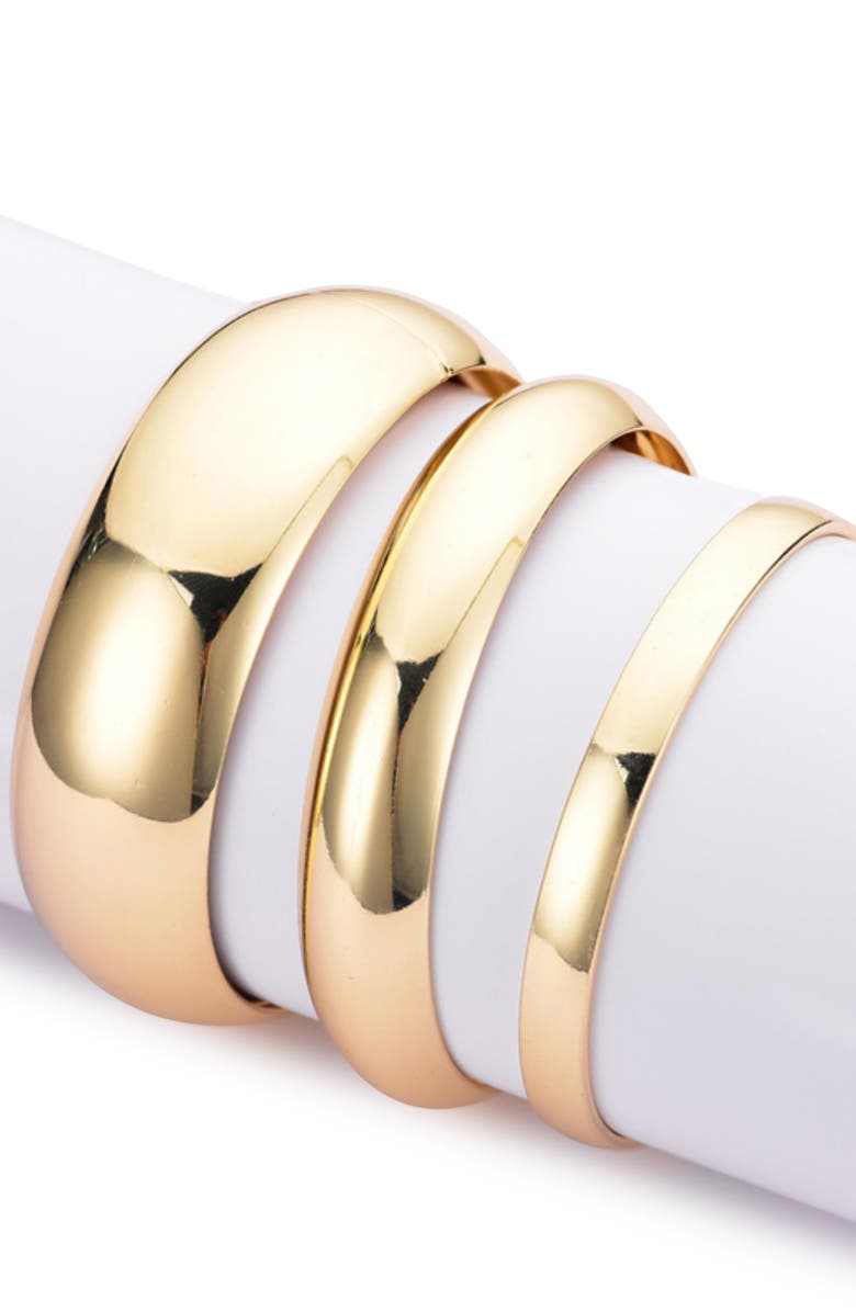 Adornia Set of 3 Assorted Bangle Bracelets, Main, color, Gold