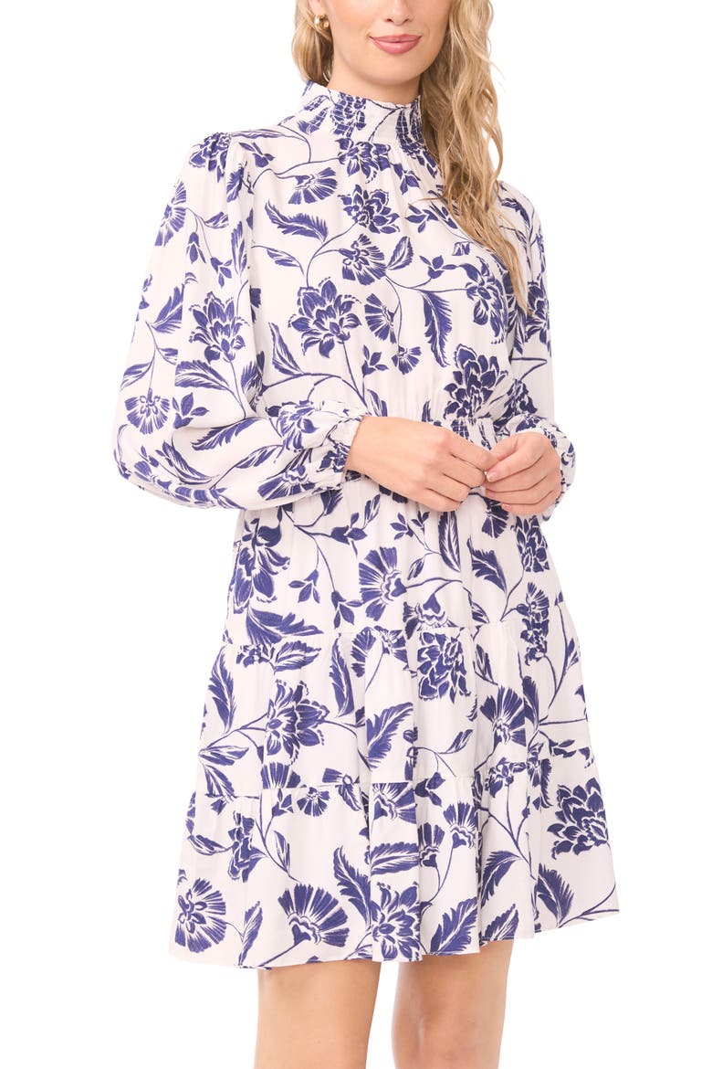Floral Long Sleeve Dress, Alternate, color, CLASSIC NAVY