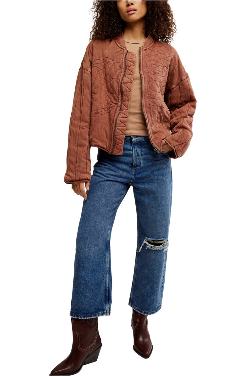 Free People Rose Front Zip Jacket, Alternate, color, Cinnamon Stick