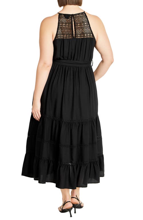 City Chic Alessia Open Stitch Sleeveless Midi Dress In Black