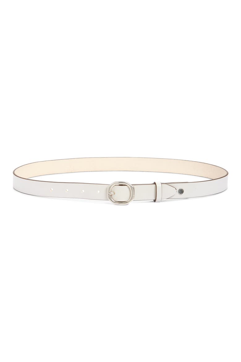 Audrey Slim Leather Belt, Main, color, ANTIQUE WHITE