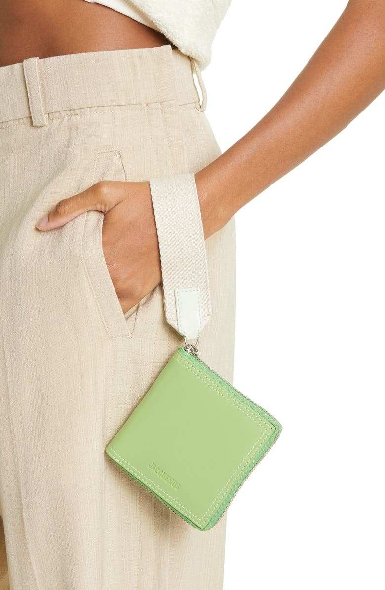 Jacquemus Le Carre Rond Leather Card Holder, Alternate, color, 