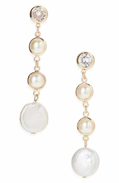 Cara Freshwater Pearl Linear Earrings
