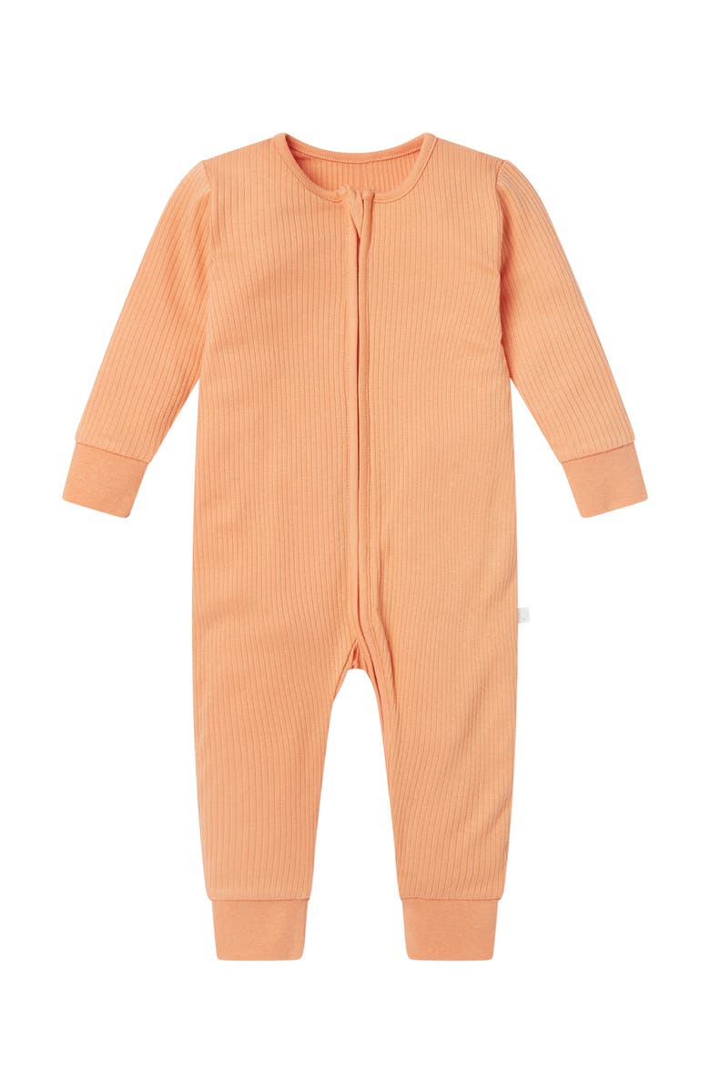 MORI Ribbed Two Way Zip-Up Sleepsuit, Main, color, Orange
