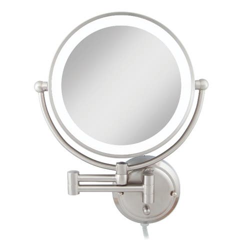 Glamour Lighted Wall Mounted Makeup Mirror with 5X Magnification