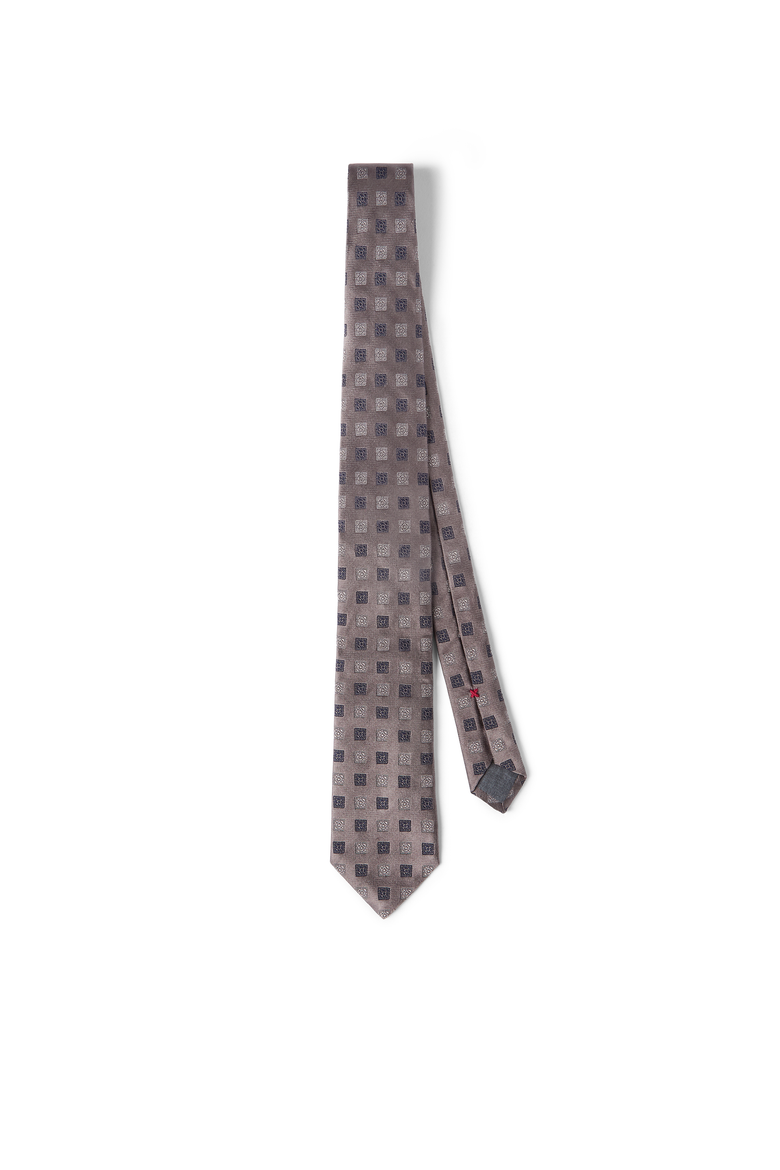 Silk tie with squares pattern, Main, color, Brown