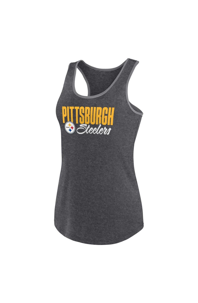 FANATICS Women's Fanatics Branded Heather Black Pittsburgh Steelers Plus Size Fuel Tank Top, Alternate, color, 