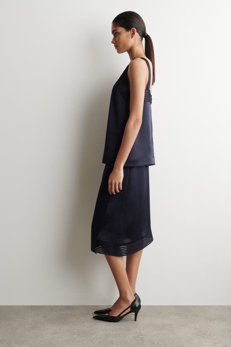Open-stitch Wrap Skirt, Alternate, color, NAVY