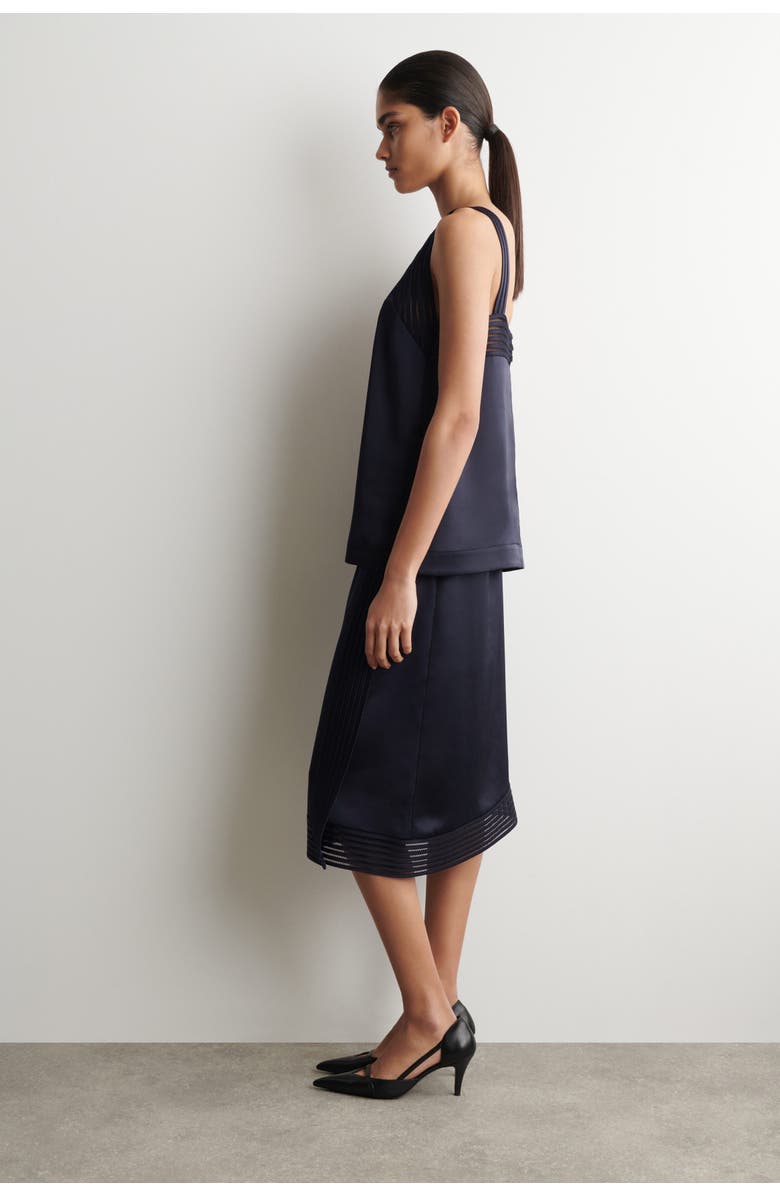 COS Open-stitch Wrap Skirt, Alternate, color, Navy