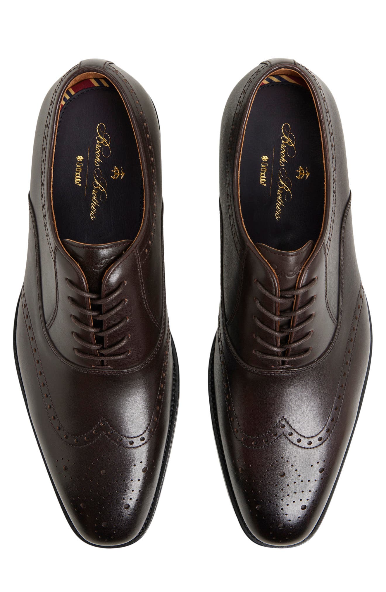 Brooks Brothers Macarthur Wingtip Oxford, Alternate, color, Dark Brown