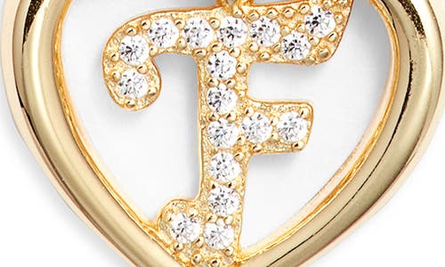 Argento Vivo Sterling Silver Heart Cubic Zirconia Initial Pendant Necklace In Gold