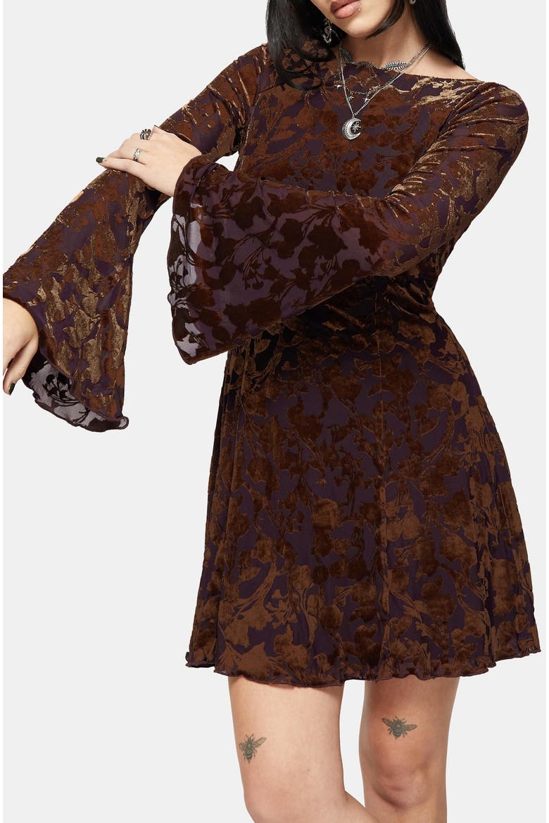 Sienna Devore Cowl Mini Dress, Alternate, color, Orange