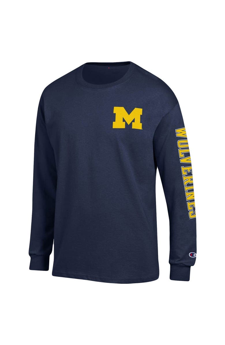 Champion Men's Champion Navy Michigan Wolverines Team Stack Long Sleeve T-Shirt, Alternate, color, Navy