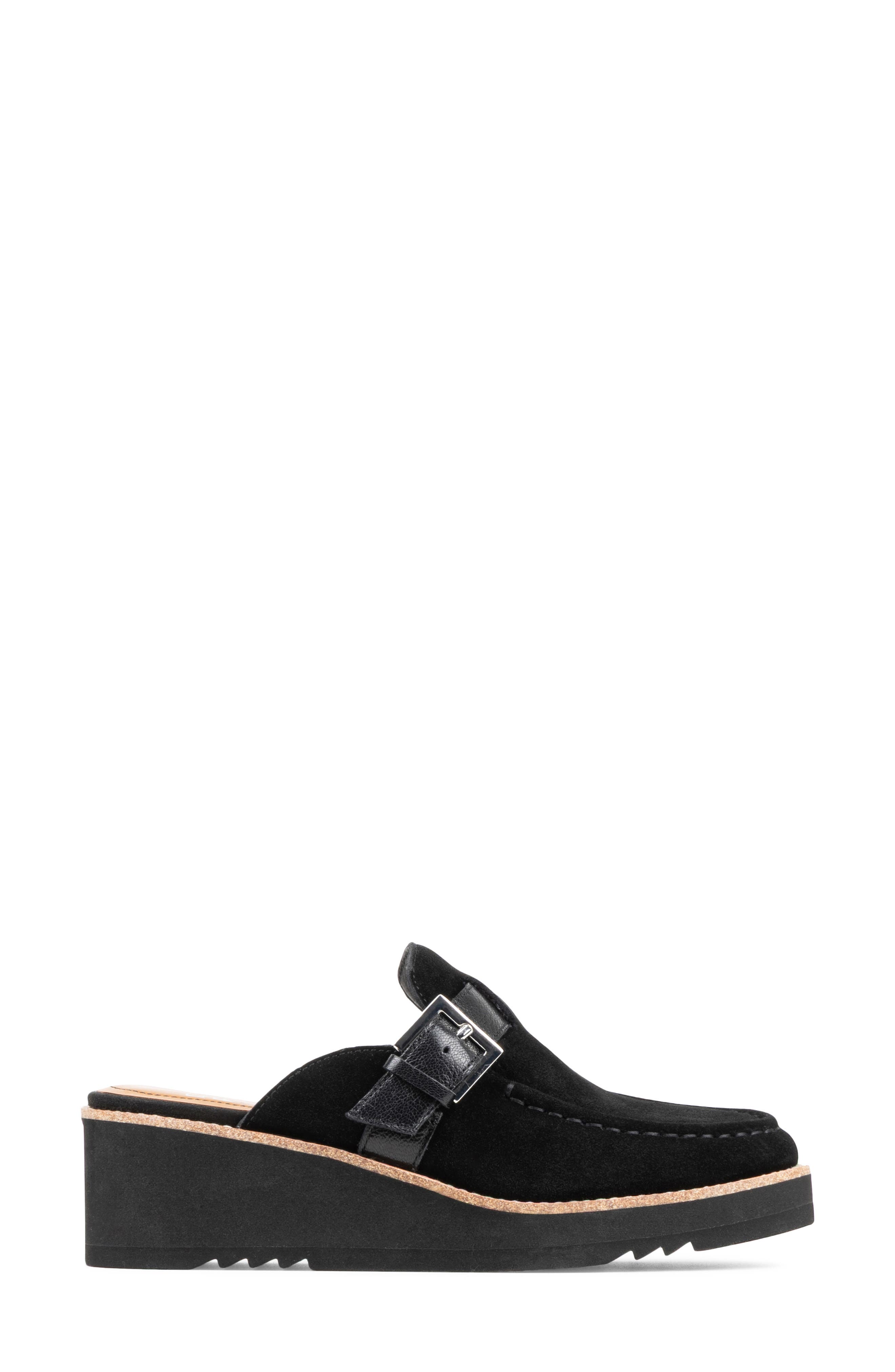 Elvesa Leather Platform Wedge Mule, Alternate, color, BLACK