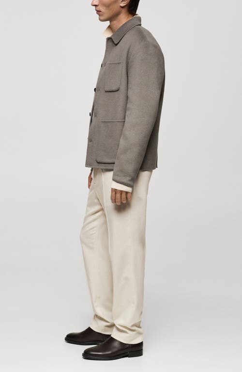 Mango Men's Wool-blend Overshirt In Medium Brown