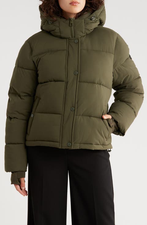 Missy Hooded Water Resistant Crop Puffer Jacket