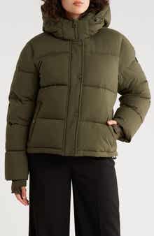 BCBGeneration Missy Hooded Water Resistant Crop Puffer Jacket